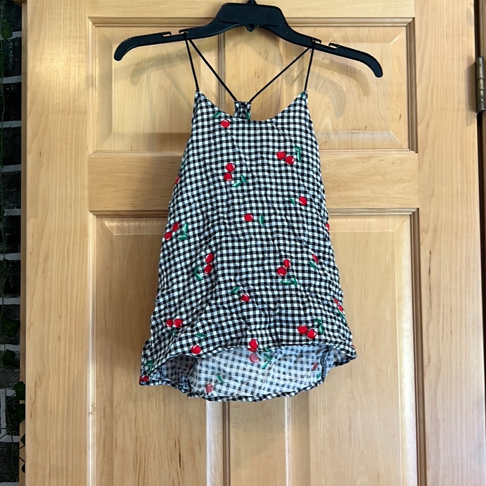 Cherry plaid tank